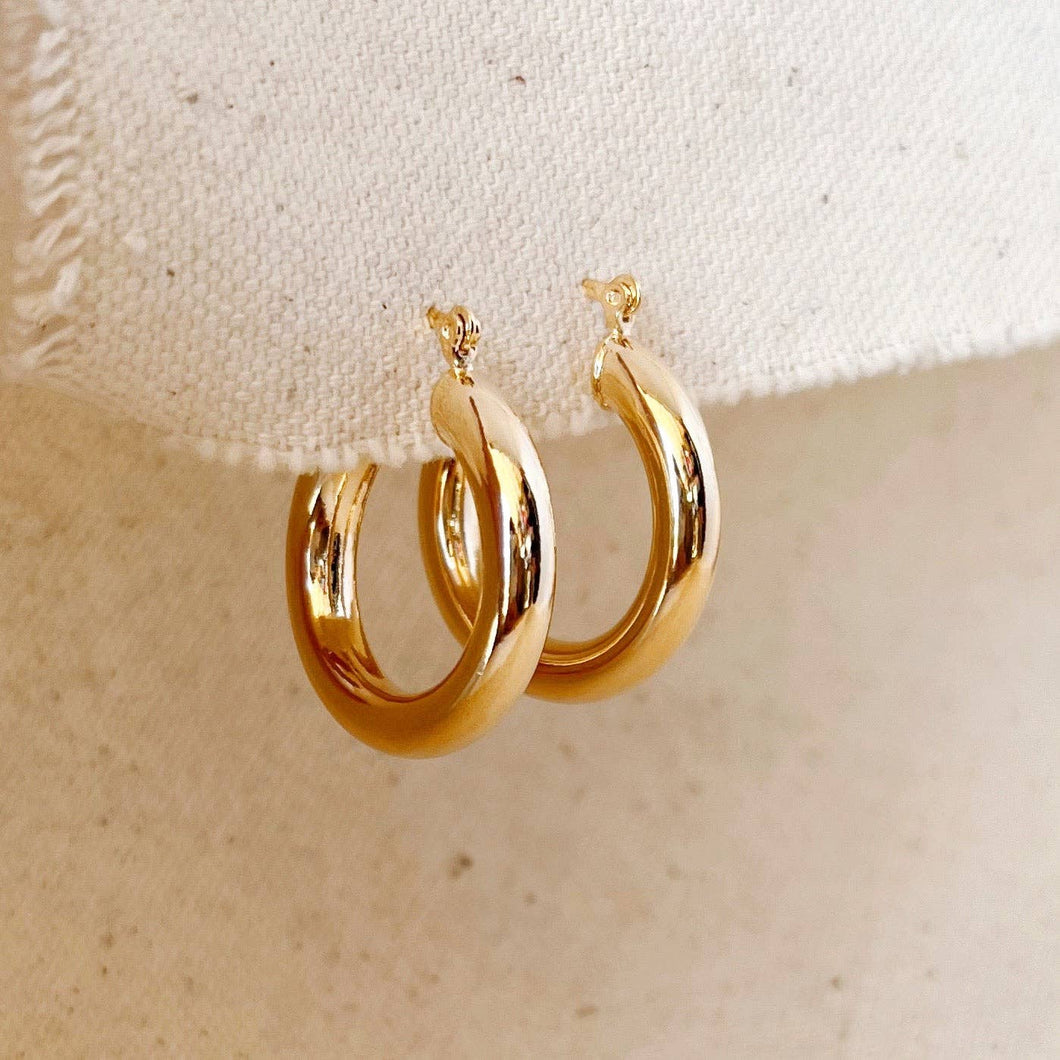 18k Gold Filled Classic 25mm Tube Hoop Earrings