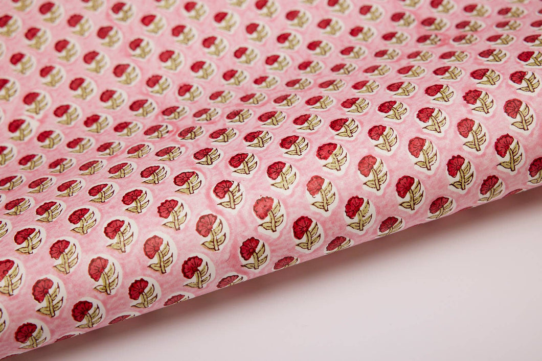 Hand Block Printed Gift Wrap Sheets - Daisy Festive Mix