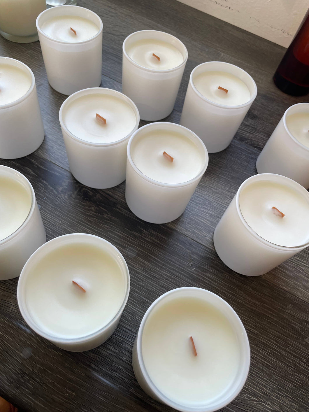 12 candles/Wholesale Soy Wax Wood Wick /White Matte Jars