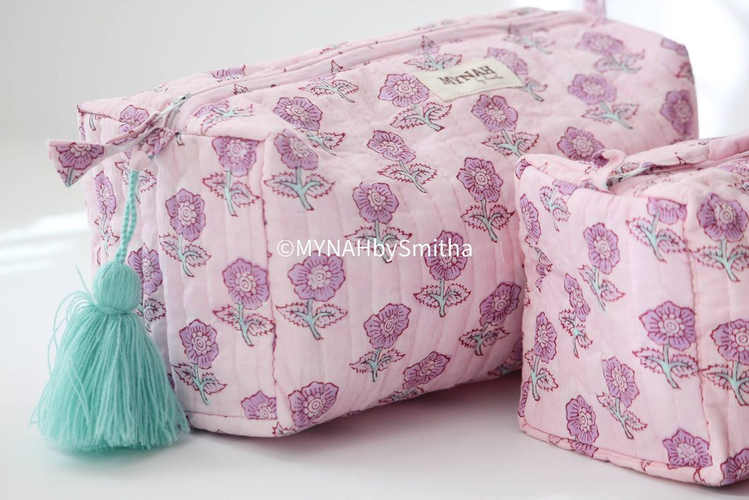 Lavender floral print travel/make up/organizer-Set of 3